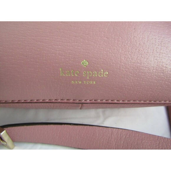 Kate Spade New York Crossbody Pink Coral Leather Bow Flap Detachable Strap - Picture 3 of 10